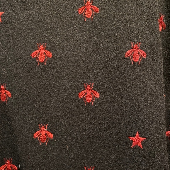 Gucci Men's Blue Wool Bomber Jacket With Bees And Stars Large Size 50 - Picture 8 of 11